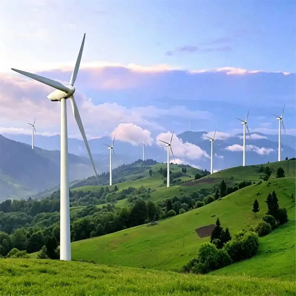Wind turbines representing renewable energy for GRC planter manufacturing